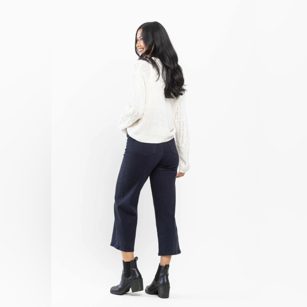 Judy blue high waist wide leg cropped navy garment dyed jeans 88807 size 5/27 - Picture 7 of 7
